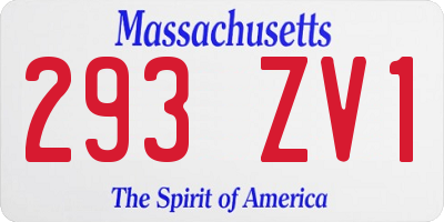 MA license plate 293ZV1