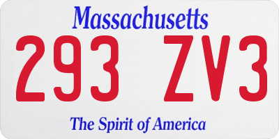 MA license plate 293ZV3