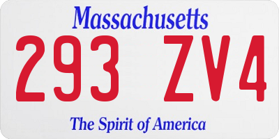 MA license plate 293ZV4