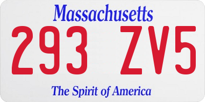 MA license plate 293ZV5