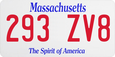 MA license plate 293ZV8