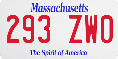 MA license plate 293ZW0