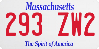 MA license plate 293ZW2