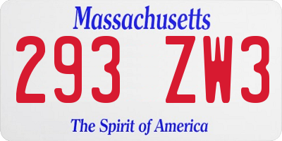 MA license plate 293ZW3