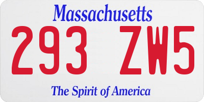 MA license plate 293ZW5