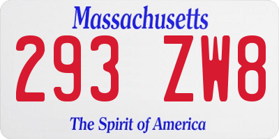 MA license plate 293ZW8