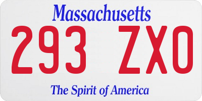 MA license plate 293ZX0