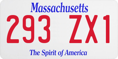 MA license plate 293ZX1