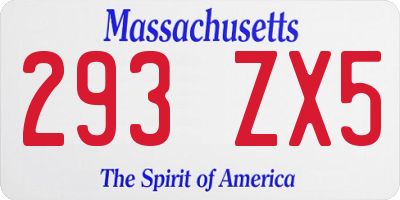 MA license plate 293ZX5