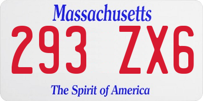 MA license plate 293ZX6