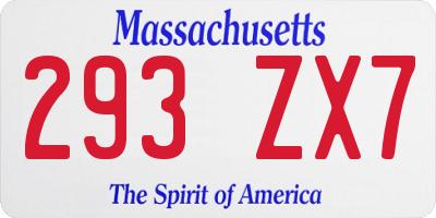 MA license plate 293ZX7