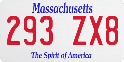 MA license plate 293ZX8
