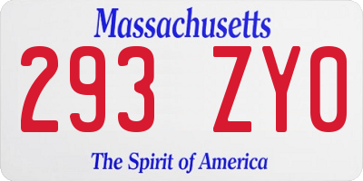 MA license plate 293ZY0
