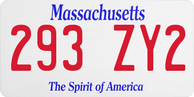MA license plate 293ZY2
