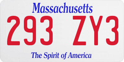 MA license plate 293ZY3