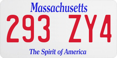 MA license plate 293ZY4