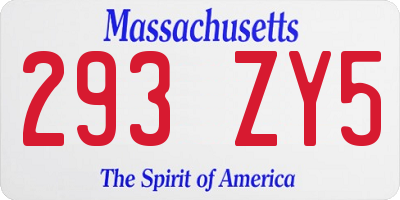 MA license plate 293ZY5