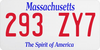 MA license plate 293ZY7