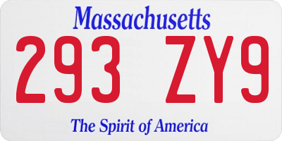 MA license plate 293ZY9