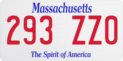 MA license plate 293ZZ0