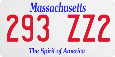 MA license plate 293ZZ2