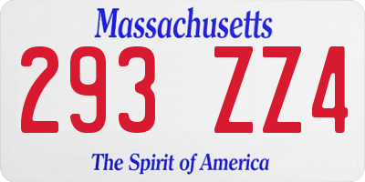 MA license plate 293ZZ4