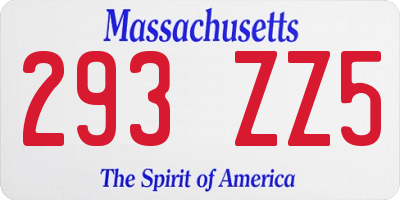 MA license plate 293ZZ5