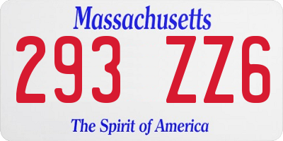 MA license plate 293ZZ6