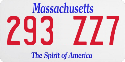 MA license plate 293ZZ7