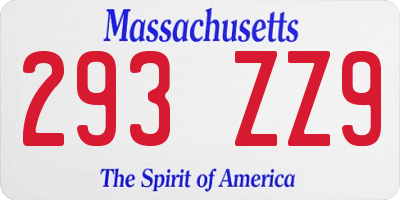 MA license plate 293ZZ9