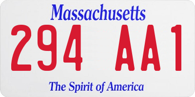 MA license plate 294AA1