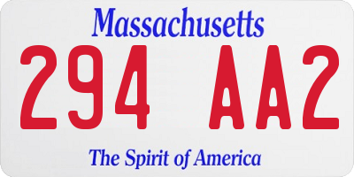 MA license plate 294AA2