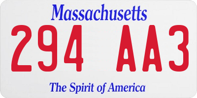 MA license plate 294AA3