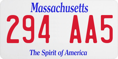 MA license plate 294AA5