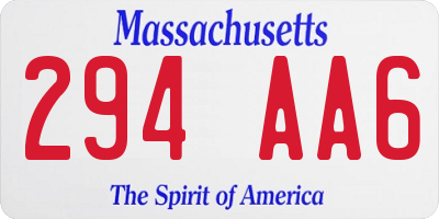 MA license plate 294AA6
