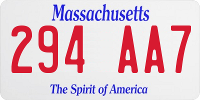 MA license plate 294AA7