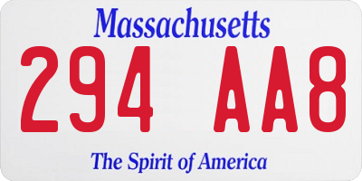 MA license plate 294AA8