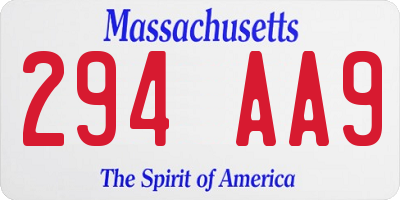 MA license plate 294AA9