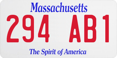 MA license plate 294AB1