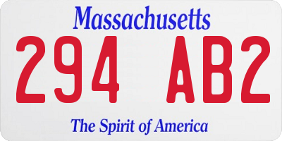 MA license plate 294AB2