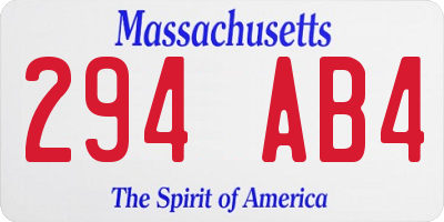 MA license plate 294AB4