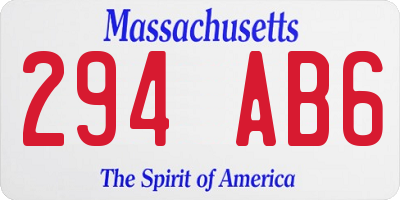 MA license plate 294AB6