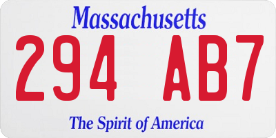 MA license plate 294AB7
