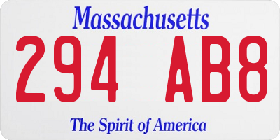 MA license plate 294AB8