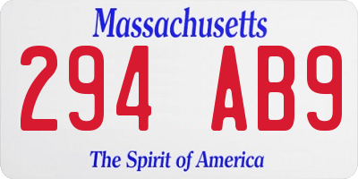 MA license plate 294AB9