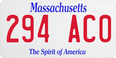 MA license plate 294AC0