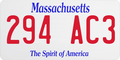 MA license plate 294AC3