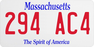 MA license plate 294AC4