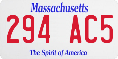MA license plate 294AC5