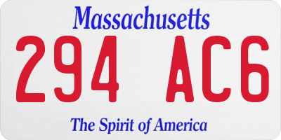 MA license plate 294AC6